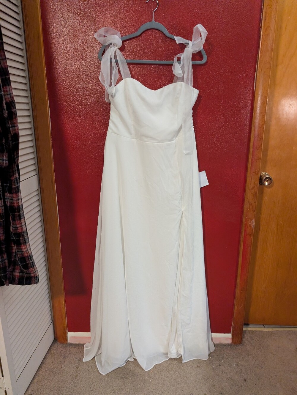 Lulu's White Maxi Dress with Sheer Tie Straps